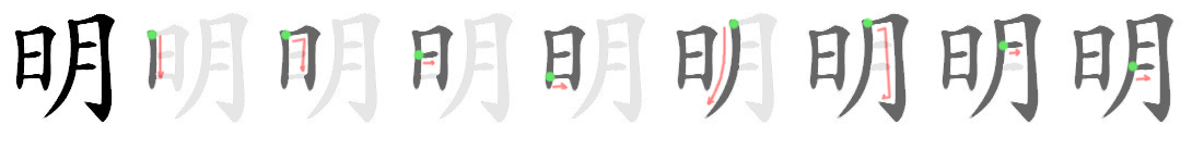 Giải nghĩa, hướng dẫn viết các nét - 明 Giải nghĩa, hướng dẫn viết các nét - 明