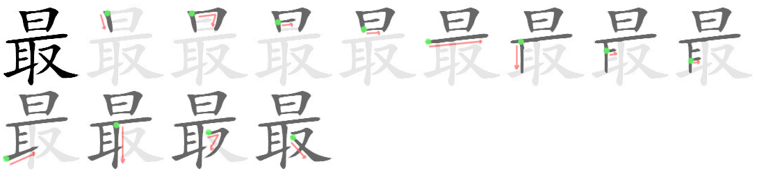 Giải nghĩa, hướng dẫn viết các nét - 最