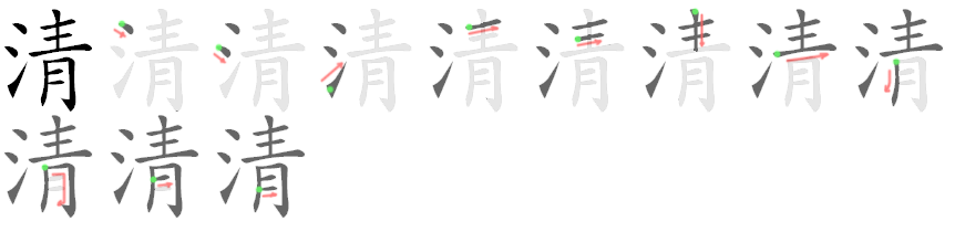 Giải nghĩa, hướng dẫn viết các nét - 清