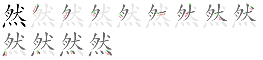 Giải nghĩa, hướng dẫn viết các nét - 然