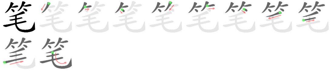 Giải nghĩa, hướng dẫn viết các nét - 笔 Giải nghĩa, hướng dẫn viết các nét - 笔