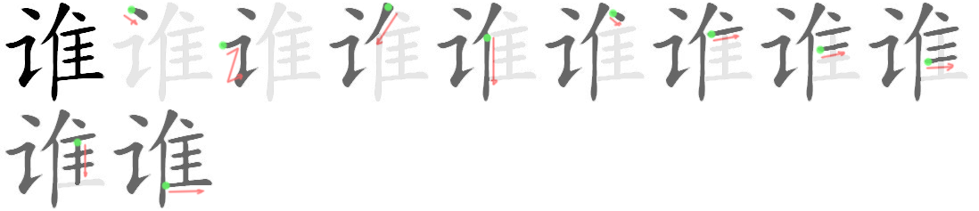 Giải nghĩa, hướng dẫn viết các nét - 谁