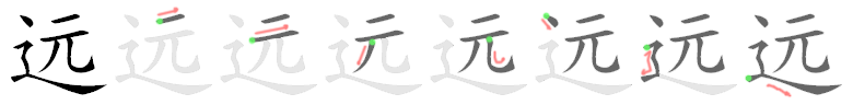 Giải nghĩa, hướng dẫn viết các nét - 远