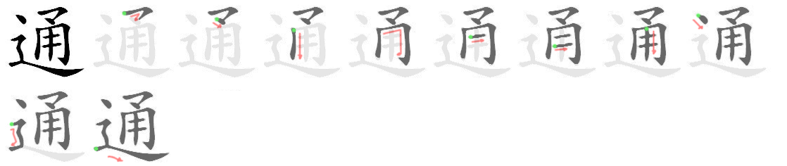 Giải nghĩa, hướng dẫn viết các nét - 通