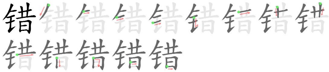 Giải nghĩa, hướng dẫn viết các nét - 错