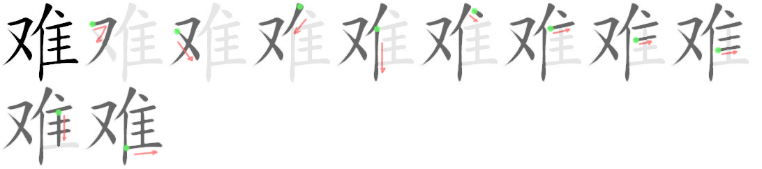 Giải nghĩa, hướng dẫn viết các nét - 难