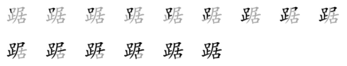 Giải nghĩa, hướng dẫn viết các nét - 踞