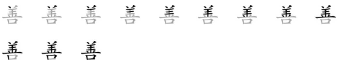 Giải nghĩa, hướng dẫn viết các nét - 善