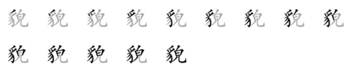 Giải nghĩa, hướng dẫn viết các nét - 貌