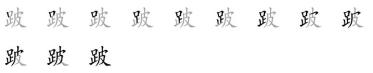 Giải nghĩa, hướng dẫn viết các nét - 跛