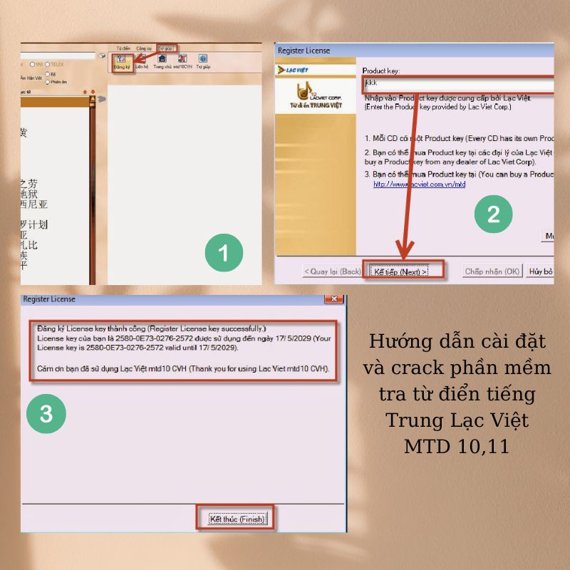 Hướng dẫn cài đặt và crack phần mềm tra từ điển tiếng Trung Lạc Việt MTD 10,11