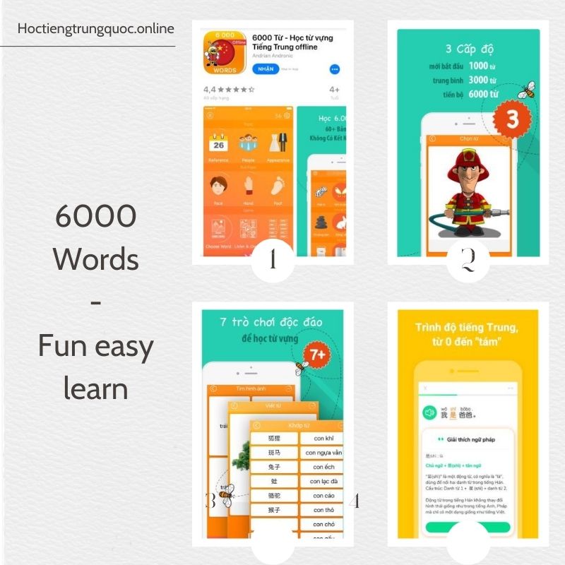 TOP App tự học tiếng Trung miễn phí tốt nhất 2022 - 6000 words - Fun easy learn (1)