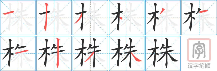 4907 - 株 - HSK6 - Từ điển tam ngữ 5099 từ vựng HSK 1-6 4907 - 株 - HSK6 - Từ điển tam ngữ 5099 từ vựng HSK 1-6