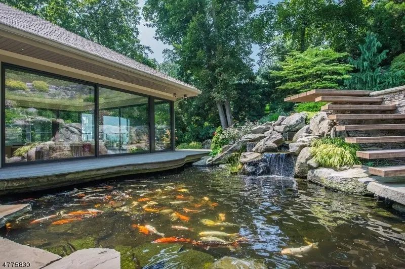 Hồ cá Koi trong sân vườn sẽ làm cho không khí xung quanh nhà dịu mát hơn
