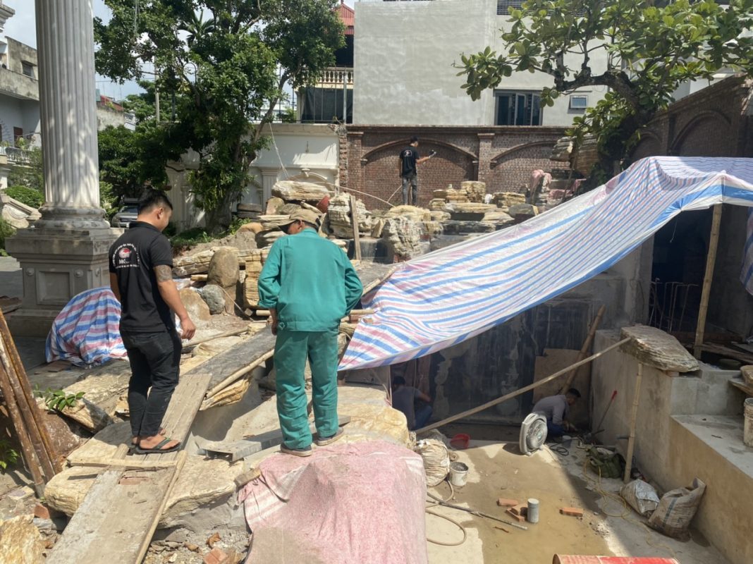 [dự án Hồ Koi đã Triển Khai] Koi Xinh Thiết Kế, Thi Công Hồ Koi + Hồ Koi Lâu đài Dệt May Châu Giang Nam Định