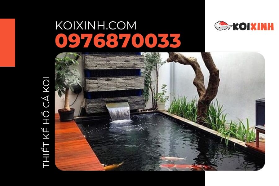 Bể cá Koi hiện đại ngoài ban công Bể cá Koi hiện đại ngoài ban công