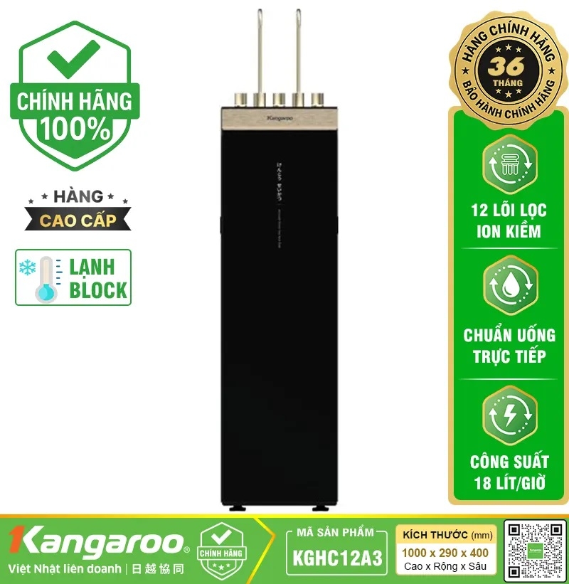Máy lọc nước Kangaroo Sumire Hydrogen ion kiềm nóng lạnh KGHC12A3