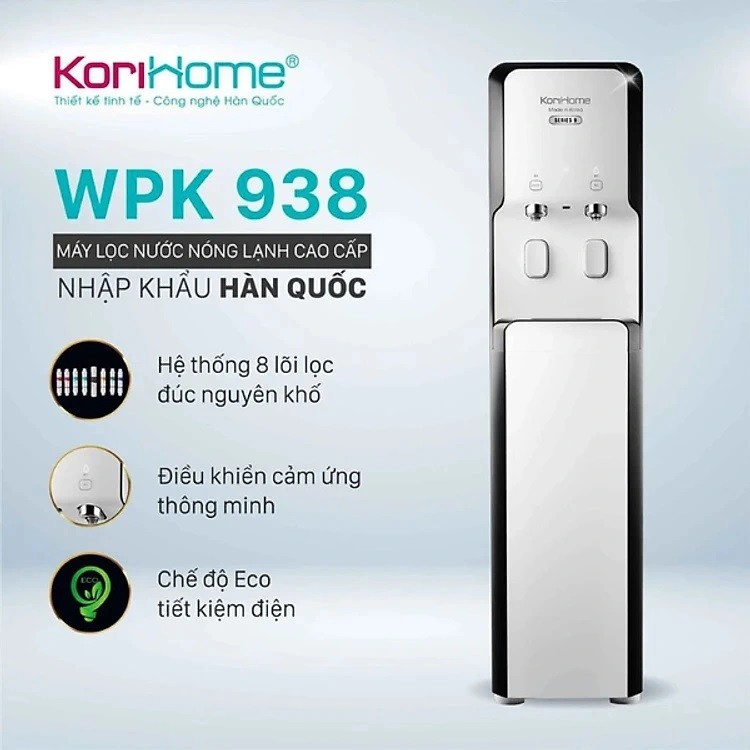 Máy lọc nước RO nóng lạnh Korihome WPK-938 8 lõi