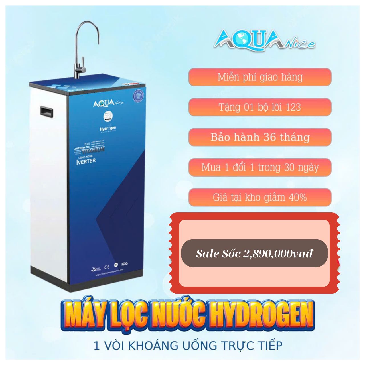 Máy lọc nước AquaNice AQ01v2 Chuẩn Nước Uống Trực Tiếp