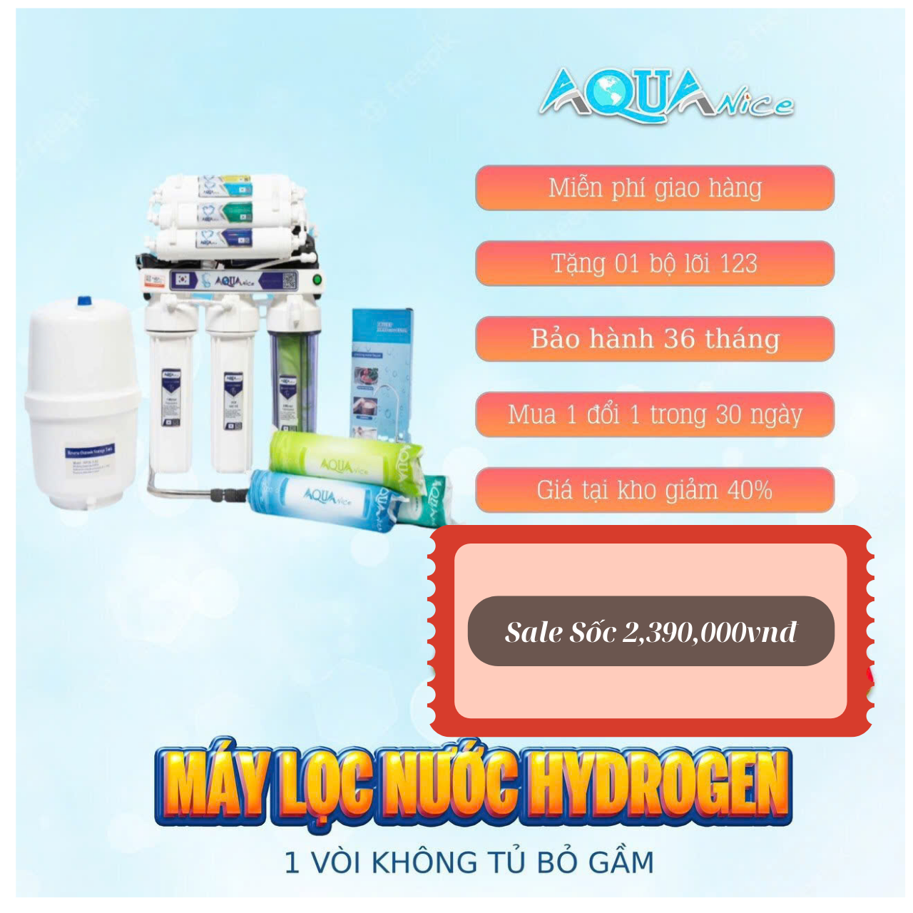 Máy lọc nước AquaNice AQ01v1 không tủ