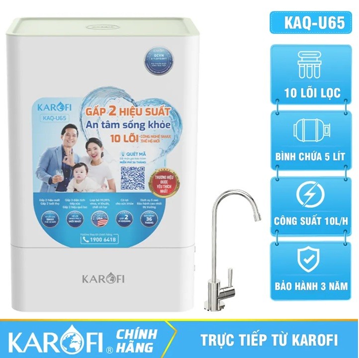 Máy lọc nước Karofi KAQ-U65 - 10 Lõi Mẫu Mới 2025