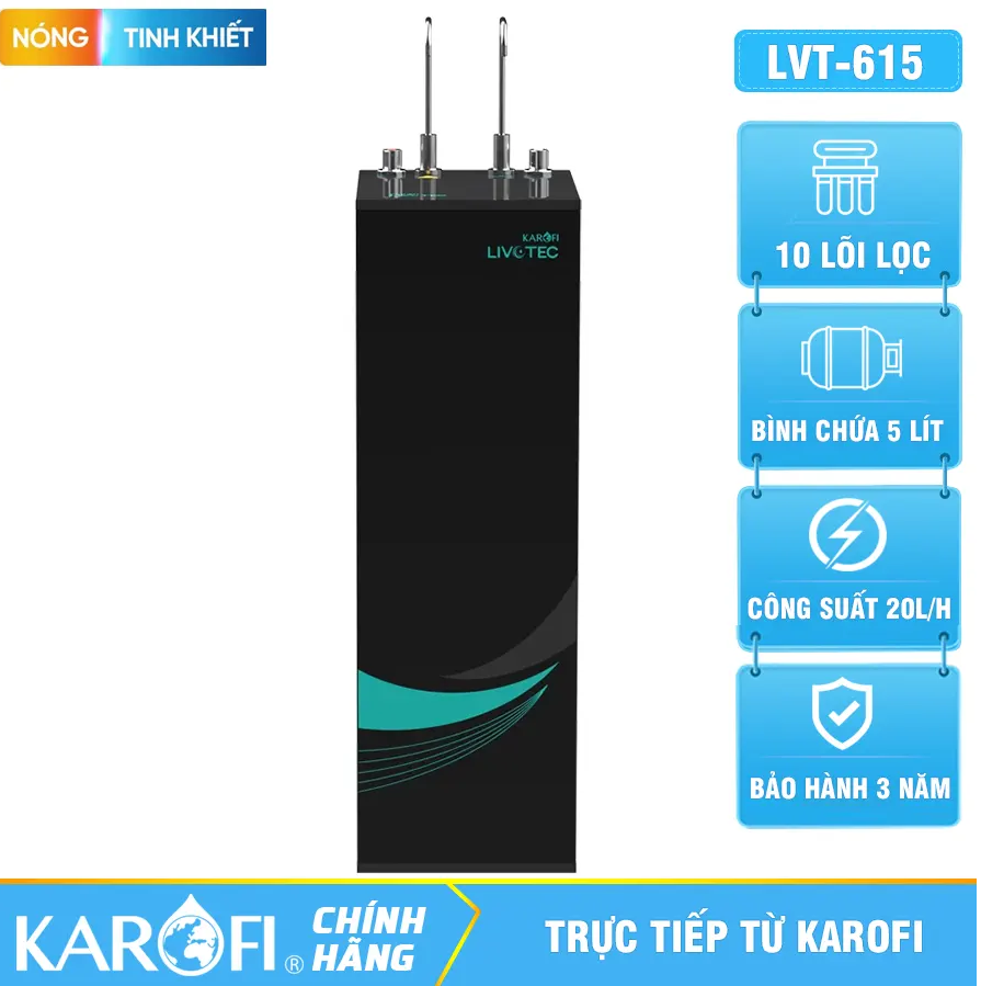 Máy lọc nước nóng nguội Karofi Livotec 615