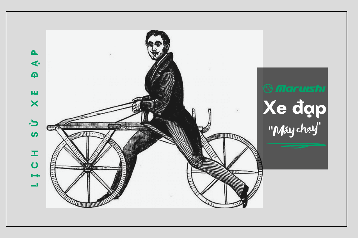 Người đạp xe được cho là Nam tước Karl von Drais, năm 1818