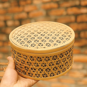 Mây Tre Đan Phú Vinh - Mẫu 38 - Hộp kẹo - Kích thước Đường kính 20cm x Cao 12cm