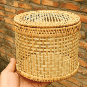 Mây Tre Đan Phú Vinh - Mẫu 31 - Hộp để giấy ăn - Kích thước Đường kính 15cm x Cao 13cm