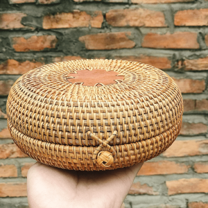 Mây Tre Đan Phú Vinh - Mẫu 18 - Hộp hai nửa - Kích thước Đường kính 18cm x Cao 7cm