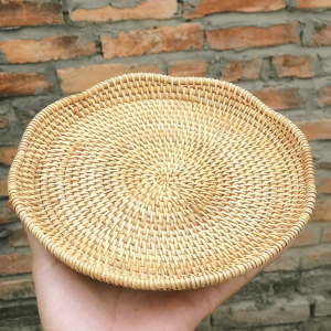 Mây Tre Đan Phú Vinh - Mẫu 16 - Khay Kẹo - Kích Thước Dài 20cm x Cao 2,5cm