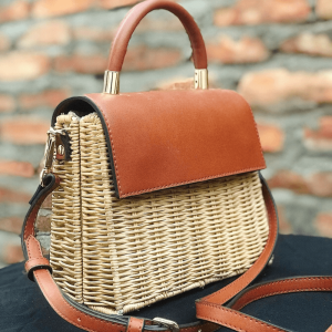 Mây Tre Đan Phú Vinh - Mẫu 47 - Túi Đan ruột mây hình thang - Kích thước 20x8xh15/25