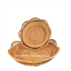 Mây Tre Đan Phú Vinh - Mẫu 53 - Bát xếp cánh sen - Kích thước D30xh6 và D24xh5