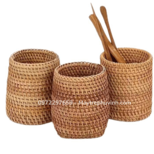 Mây Tre Đan Phú Vinh - Mẫu 51 - Cốc đựng bút - Kích thước D8xh10