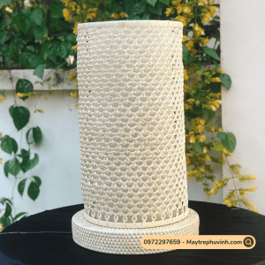 Mây Tre Đan Phú Vinh - Mẫu 67 - Đèn treo hình quả táo ngắn - Kích thước D30xh30