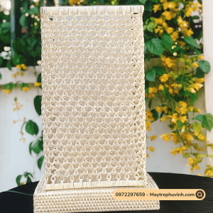 Mây Tre Đan Phú Vinh - Mẫu 66 - Đèn treo hình quả táo ngắn - Kích thước D30xh30