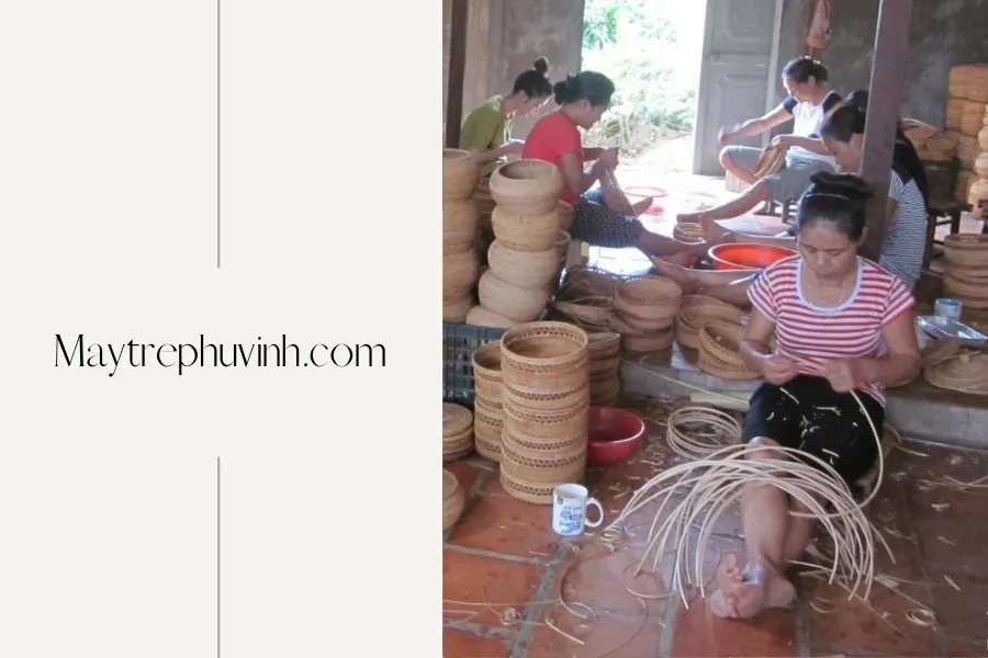 Quy trình sản xuất hộp đựng mây tre đan thủ công tỉ mỉ