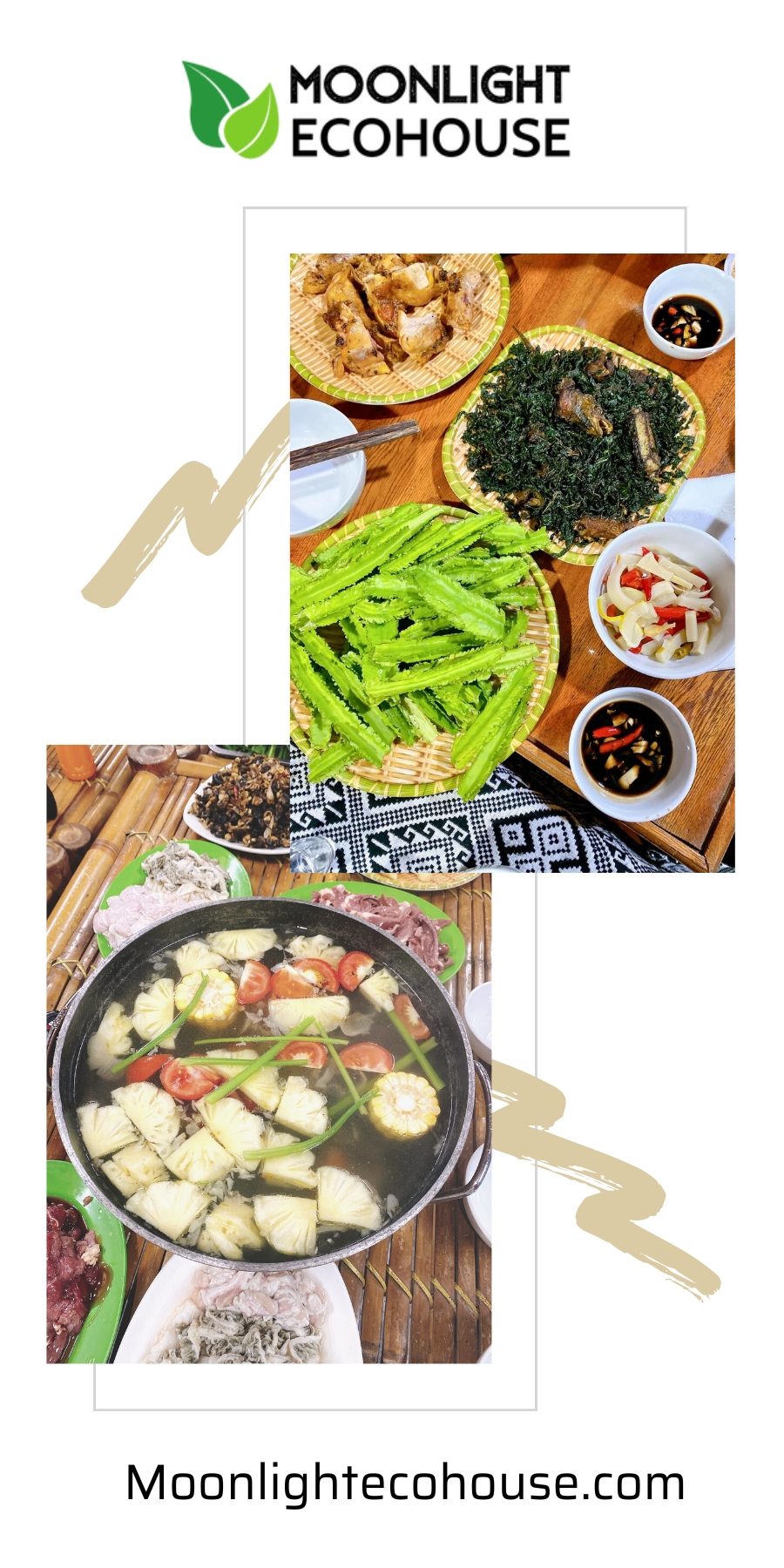 Bữa ăn do Moonlight Ecohouse Homestay Bản Lác Mai Châu chuẩn bị