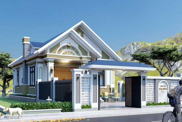 Biệt thự 1 tầng nhà mái thái chị Lâm - Nam Định