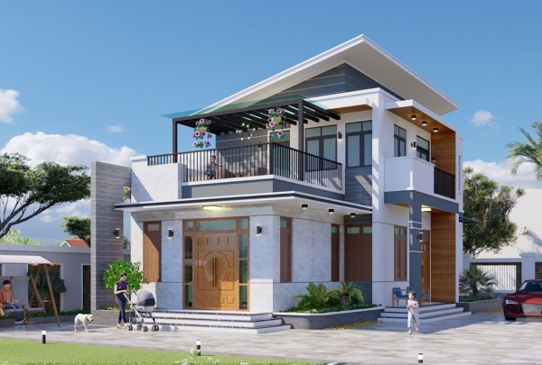 Bản vẽ thiết kế nhà 2 tầng hiện đại giá rẻ mà đẹp