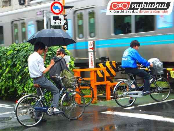 Người Nhật Bản đi xe đạp đi làm