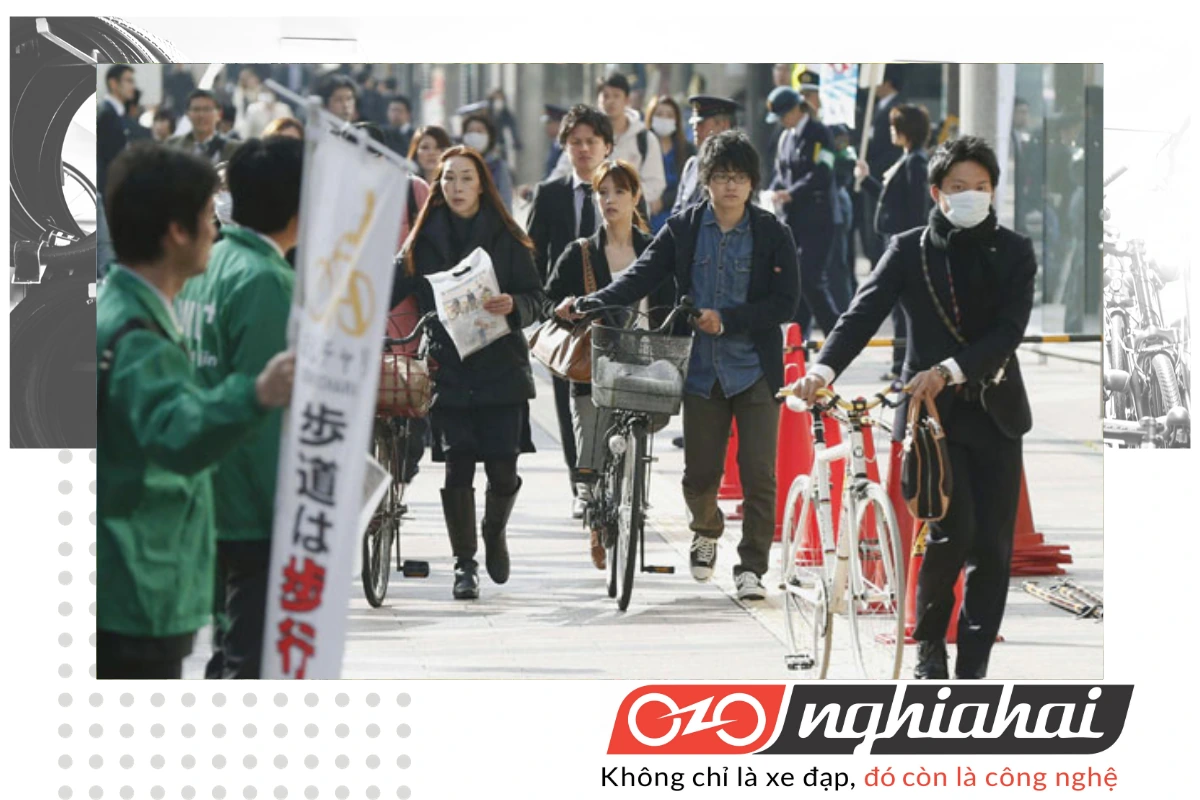 Xe đạp chở hàng đã thâm nhập vào cuộc sống của người Nhật