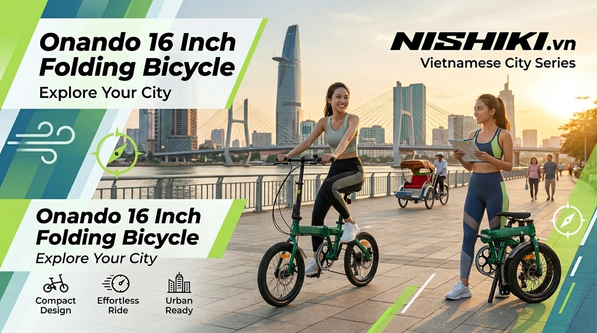 Xe Đạp Gấp Nhật Bản Nishiki Onanando 16 Inch 36