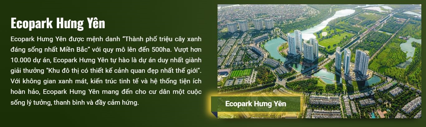 4 dự án bất động sản mà Ecopark đã phát triển thành TOP thế giới