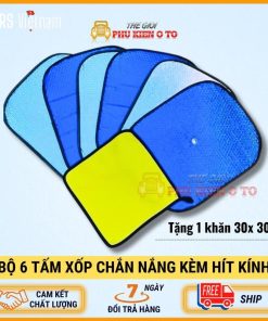 Bộ 6 Tấm Che Nắng Ô Tô, Tấm Chắn Nắng Ô Tô Xe Hơi Phản Quang Phủ Nhôm Bạc Cách Nhiệt