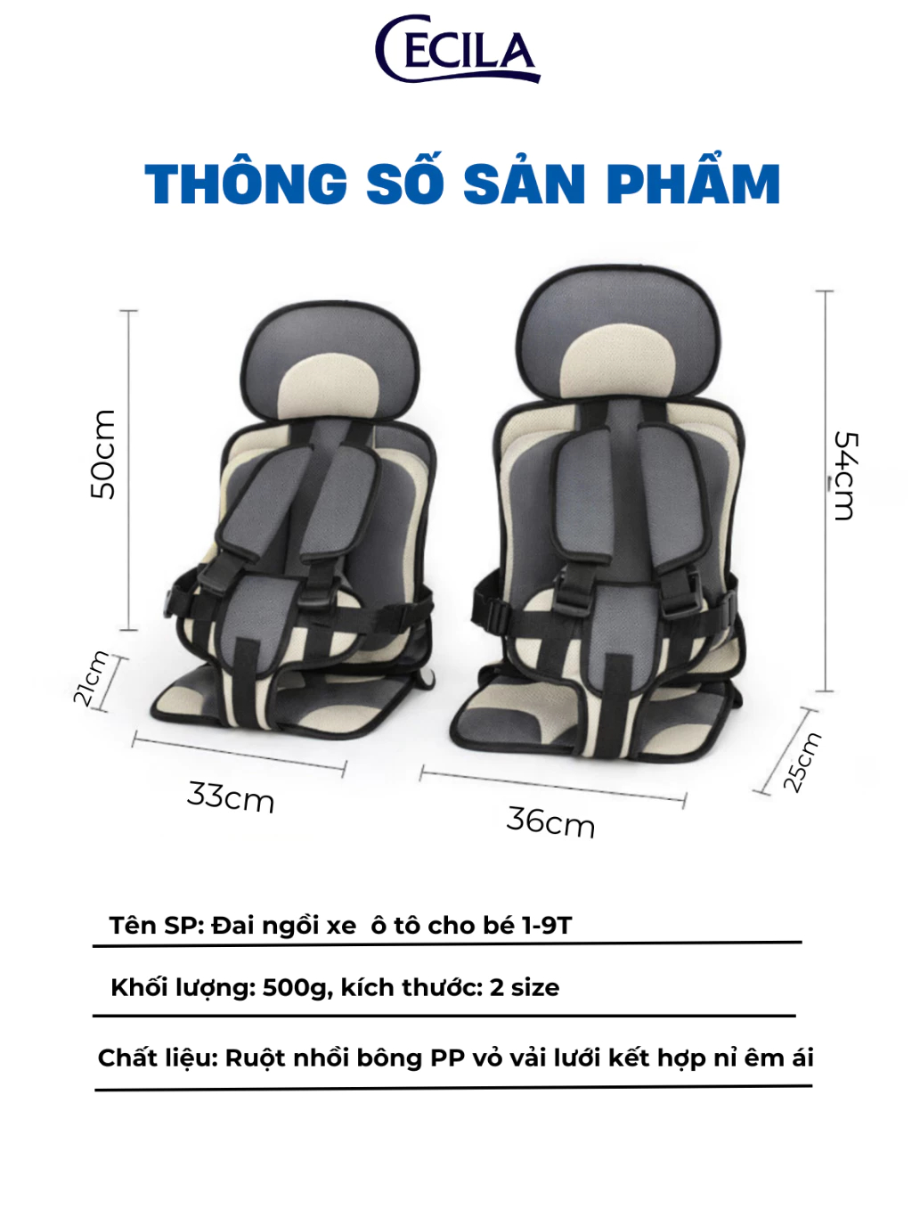 Đai ngồi ô tô cho bé CECILA: Giải pháp an toàn cho bé 1-9 tuổi