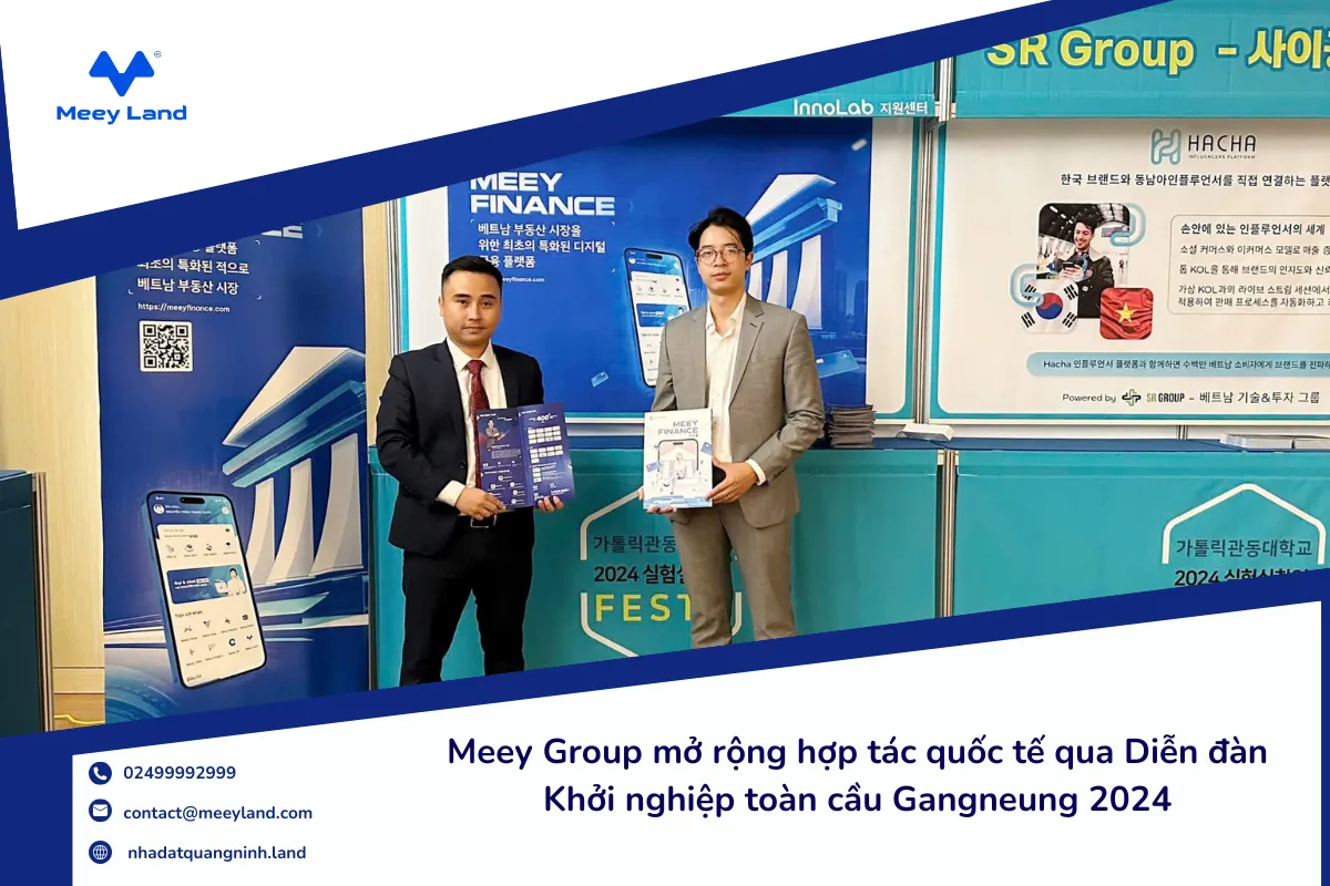 Nền tảng tài chính số chuyên biệt dành cho bất động sản Meey Finance gây chú ý tại gian hàng của Diễn đàn Khởi nghiệp Toàn cầu Gangneung 2024. Nền tảng tài chính số chuyên biệt dành cho bất động sản Meey Finance gây chú ý tại gian hàng của Diễn đàn Khởi nghiệp Toàn cầu Gangneung 2024.