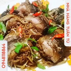 Lươn cuốn thịt bung hoa chuối