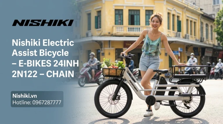 Giải Pháp Đưa Đón Con Đi Học An Toàn Và Đi Làm Thảnh Thơi Cùng Xe Đạp Trợ Lực Điện Nishiki E-BIKES 24INH 2N122 – Chain