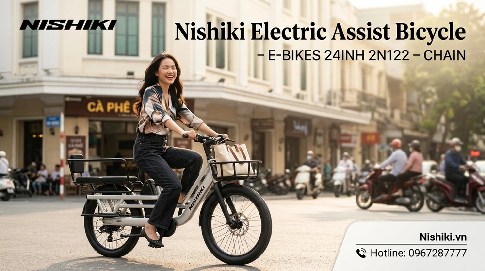 Giải Pháp Đưa Đón Con Đi Học An Toàn Và Đi Làm Thảnh Thơi Cùng Xe Đạp Trợ Lực Điện Nishiki E-BIKES 24INH 2N122 – Chain